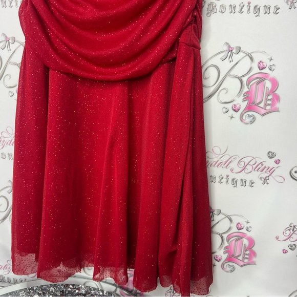 Jessie girl dress sparkly glitter red fairy whimsical cinched draped cute Y2K - Picture 11 of 11